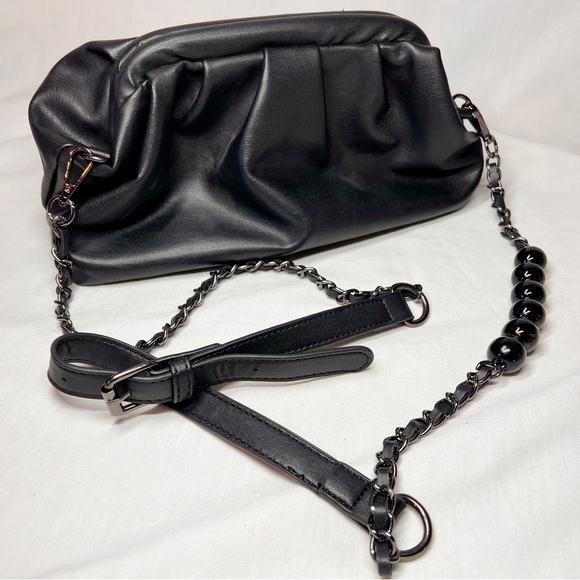 Badgley Mischka Slouch Handbag Clutch Convertible Gunmetal Detachable Strap - Picture 4 of 10